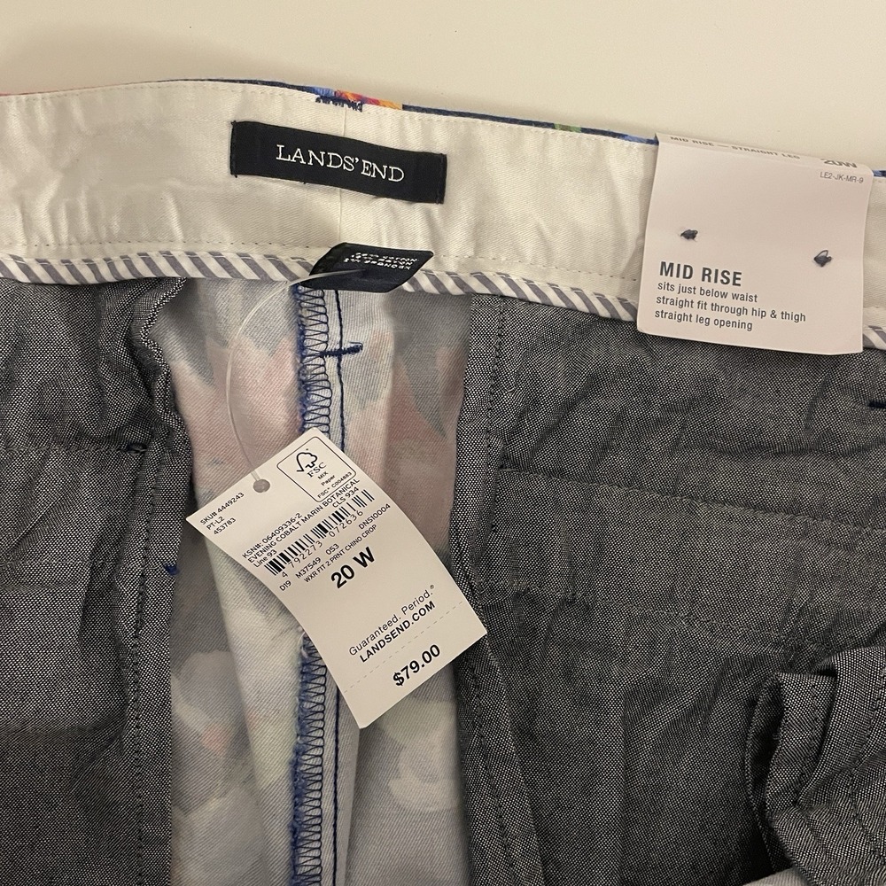 Lands End NWT Flower Straight Leg Stretch Pants‎ Sz 20W - Picture 6 of 7